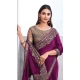 Chiffon Silk Resham Work Function Wear Saree In Wine - 10116192432