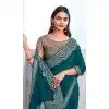 Chiffon Silk Resham Work Party Wear Plus Size Saree In Mint Green - 10116192433