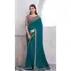 Chiffon Silk Resham Work Party Wear Plus Size Saree In Mint Green - 10116192433