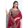 Chiffon Silk Resham Work Party Wear Plus Size Saree In Rani Pink - 10116192434