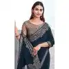 Chiffon Silk Resham Work Party Wear Plus Size Saree In Teal Blue - 10116192435