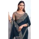 Chiffon Silk Resham Work Function Wear Saree In Teal - 10116192435