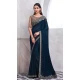 Chiffon Silk Resham Work Function Wear Saree In Teal - 10116192435