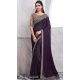 Chiffon Silk Resham Work Function Wear Saree In Purple - 10116192437