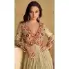 Real Georgette Sequins Work Party Wear Gown With Dupatta In Beige - 10118192442