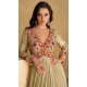 Real Georgette Sequins Work Party Wear Gown With Dupatta In Beige - 10118192442