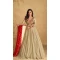 Real Georgette Sequins Work Party Wear Gown With Dupatta In Beige - 10118192442