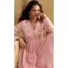 Real Georgette Sequins Work Party Wear Gown With Dupatta In Pink - 10118192444