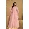 Real Georgette Sequins Work Party Wear Gown With Dupatta In Pink - 10118192444