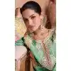 Sea Green Chinon Zari Work Pakistani Style Plus Size Palazzo Salwar Suit - 10120192450