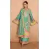 Sea Green Chinon Zari Work Pakistani Style Plus Size Palazzo Salwar Suit - 10120192450