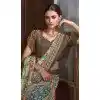 Dusty Green Natural Silk Print Work Traditional Wear Plus Size Saree - 10151192575
