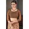 Peach Natural Silk Print Work Traditional Wear Plus Size Saree - 10151192579