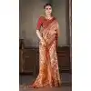 Natural Silk Peach Print Work Traditional Wear Plus Size Saree - 10151192580