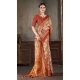 Natural Silk Peach Print Work Traditional Wear Saree - 10151192580