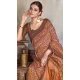 Natural Silk Print Work Traditional Wear Saree In Peach - 10151192582