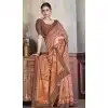 Natural Silk Print Work Traditional Wear Plus Size Saree In Peach - 10151192582