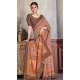 Natural Silk Print Work Traditional Wear Saree In Peach - 10151192582
