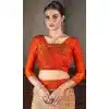 Orange Natural Silk Print Work Traditional Wear Plus Size Saree - 10151192583