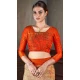 Orange Natural Silk Print Work Traditional Wear Saree - 10151192583
