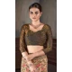 Beige Natural Silk Print Work Traditional Wear Saree - 10151192584