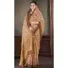 Beige Natural Silk Print Work Traditional Wear Plus Size Saree - 10151192584