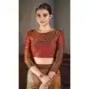Rust Natural Silk Print Work Traditional Wear Plus Size Saree - 10151192585