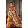 Rust Natural Silk Print Work Traditional Wear Plus Size Saree - 10151192585