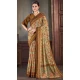 Green Natural Silk Print Work Traditional Wear Saree - 10151192586