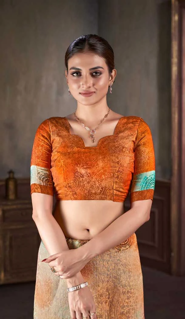 Natural Silk Multi Color Print Work Traditional Wear Saree - 10151192587