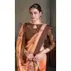 Light Orange Natural Silk Print Work Traditional Wear Plus Size Saree - 10151192589