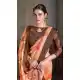 Light Orange Natural Silk Print Work Traditional Wear Saree - 10151192589