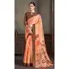 Light Orange Natural Silk Print Work Traditional Wear Plus Size Saree - 10151192589