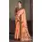 Light Orange Natural Silk Print Work Traditional Wear Saree - 10151192589