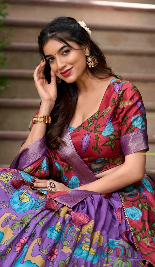 Lavender Dola Silk Zari Weaving Work Party Wear Lehenga Choli - 10167192672