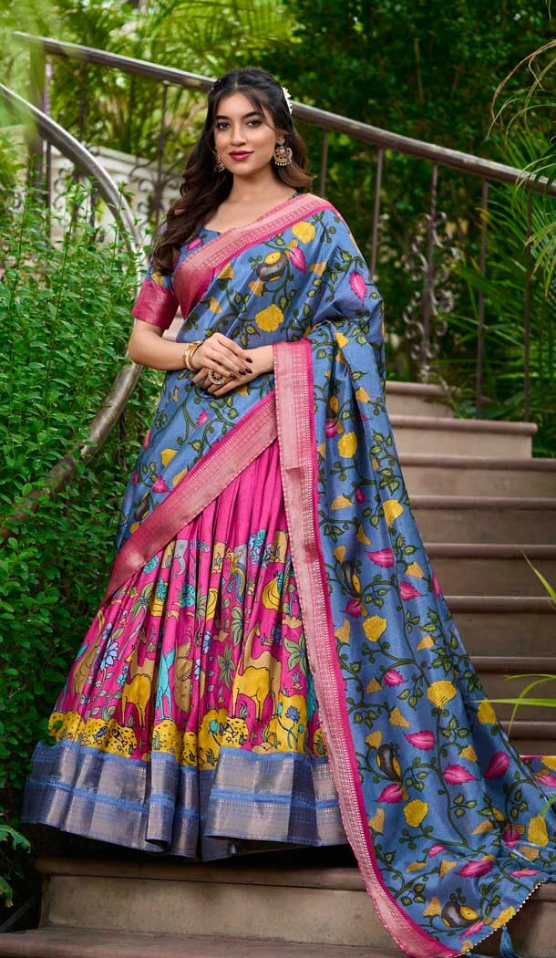 Pink Dola Silk Zari Weaving Work Party Wear Lehenga Choli - 10167192674