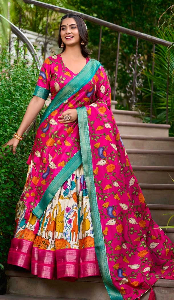 Off White Dola Silk Zari Weaving Work Party Wear Lehenga Choli - 10167192675