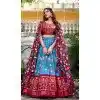 Multi Color Tussar Silk Zari Weaving Work Party Wear Plus Size Lehenga Choli - 10168192676