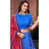 Tussar Silk Patola Print Party Wear Plus Size Lehenga Choli In Blue - 10169192681