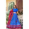Tussar Silk Patola Print Party Wear Plus Size Lehenga Choli In Blue - 10169192681