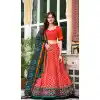 Tussar Silk Patola Print Party Wear Plus Size Lehenga Choli In Orange - 10169192682