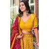 Tussar Silk Patola Print Party Wear Plus Size Lehenga Choli In Yellow - 10169192683