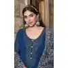 Georgette Embroidered Pakistani Style Palazzo Plus Size Salwar Suit In Navy Blue - 10172192688