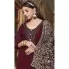Georgette Embroidered Pakistani Style Palazzo Plus Size Salwar Suit In Maroon - 10172192689