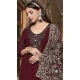 Georgette Embroidered Pakistani Style Palazzo Salwar Suit In Maroon - 10172192689