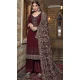 Georgette Embroidered Pakistani Style Palazzo Salwar Suit In Maroon - 10172192689