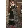 Georgette Embroidered Pakistani Style Palazzo Plus Size Salwar Suit In Black - 10172192690