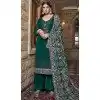 Georgette Embroidered Pakistani Style Palazzo Plus Size Salwar Suit In Dark Green - 10172192691