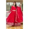 Red Fox Georgette Embroidered Party Wear Plus Size Lehenga Choli - 10189192758