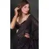 Georgette Sequins Work Party Wear Plus Size Saree In Black - 10197192788